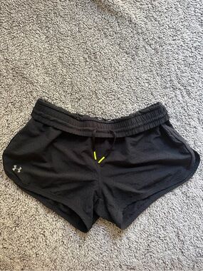 Under Armour Black Women's Athletic Running Shorts with Neon Accents